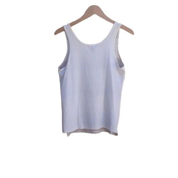Gap Top Dressy Tank Scoop Neck Large Stripe Metallic Gray Taupe Silver S - Picture 2 of 8